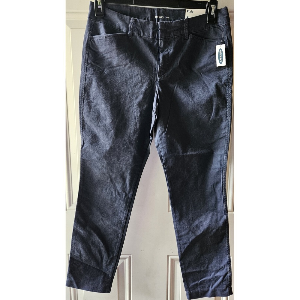 NWT Old Navy Pixie Women's Navy Ankle Pants‎ Size 8 Mid Rise Slim Stretch Career